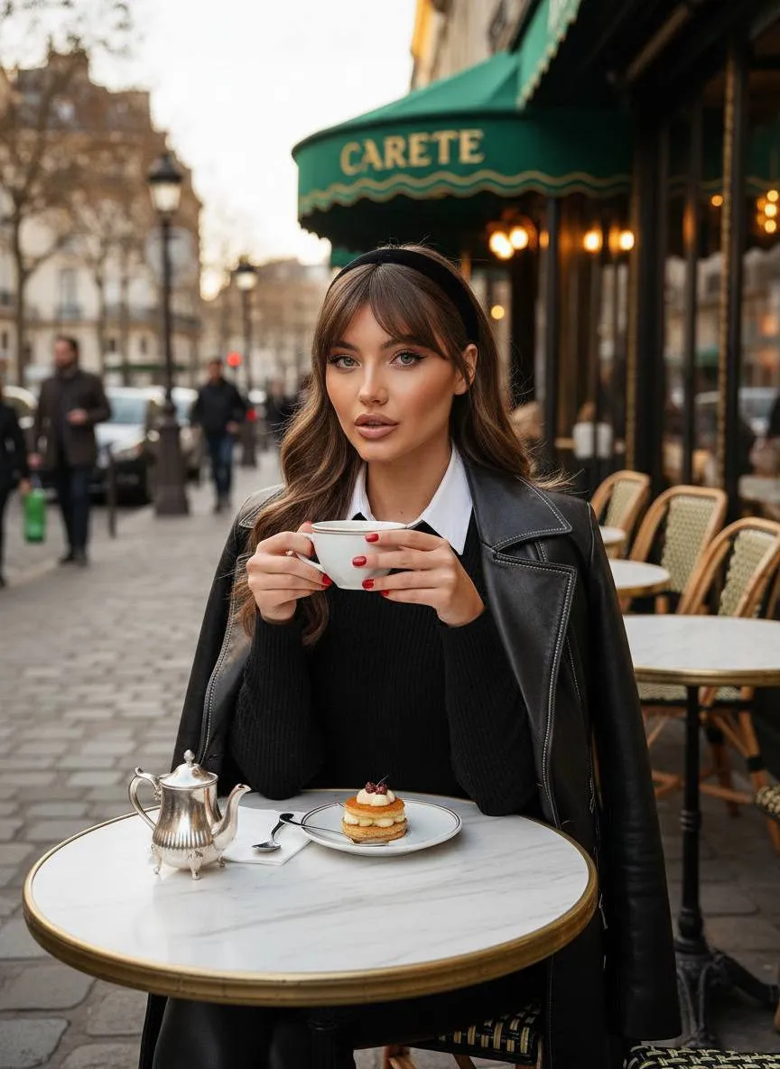 Cinematic Parisian Cafe Portrait