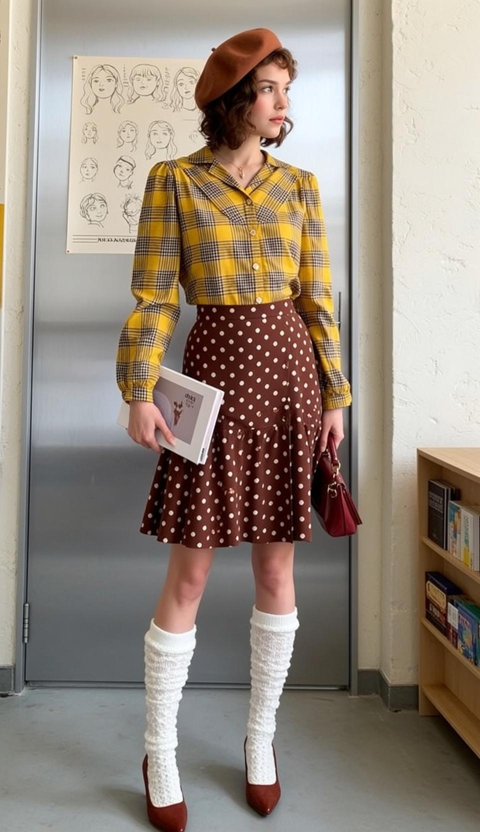Y2k Stands Facing Slightly Her Right Head