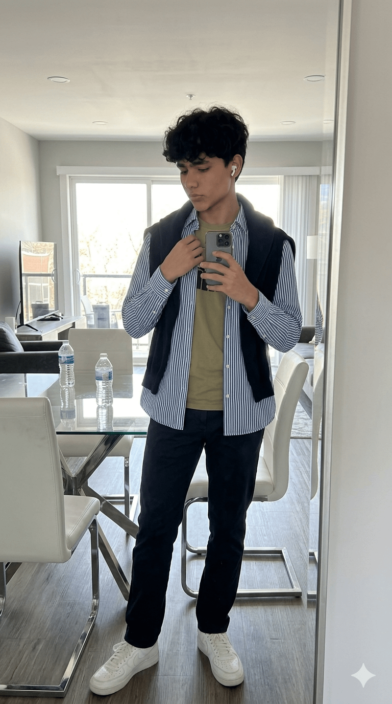 Full Length Mirror Selfie Modern Living Room Outfit