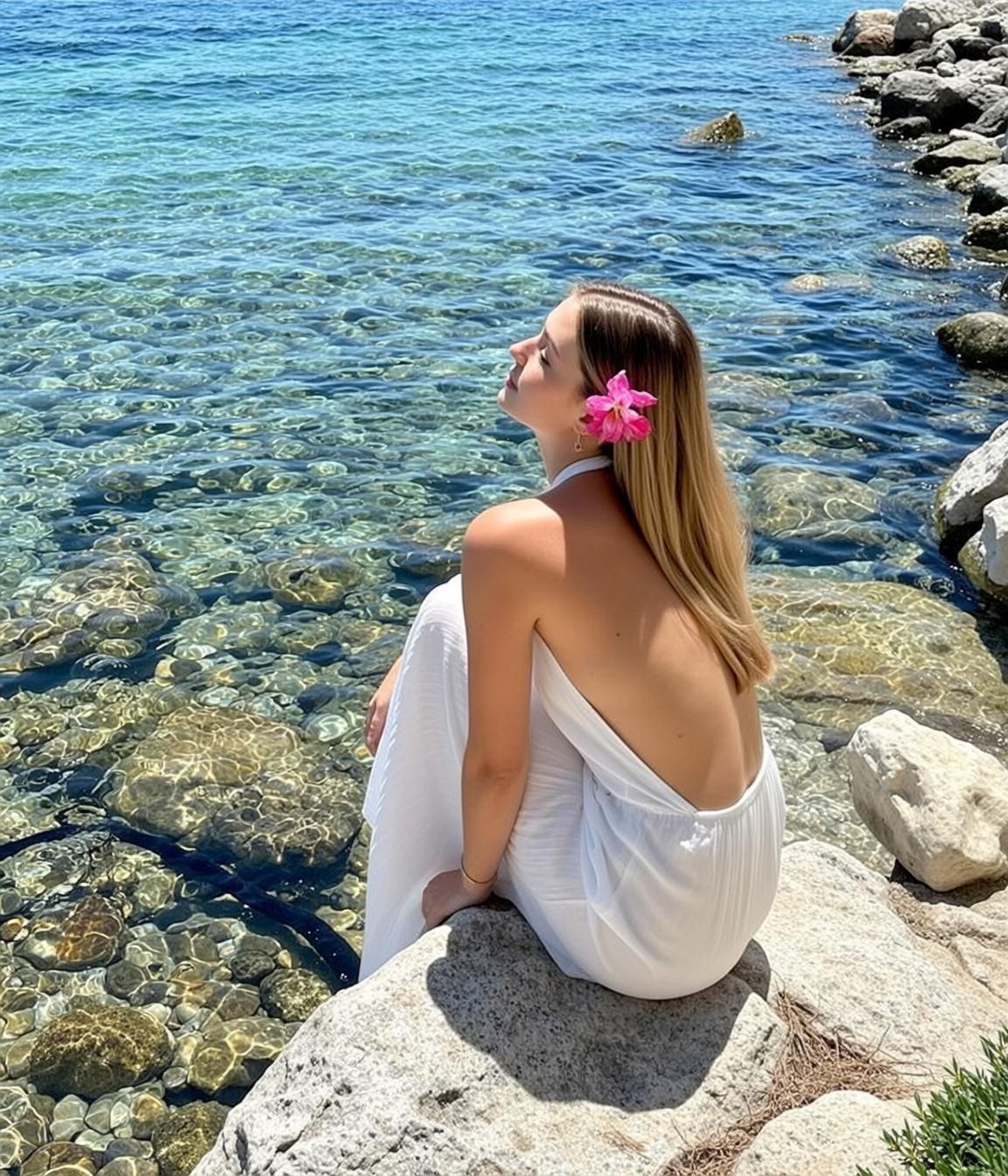 White Maxi Rocky Shore Look