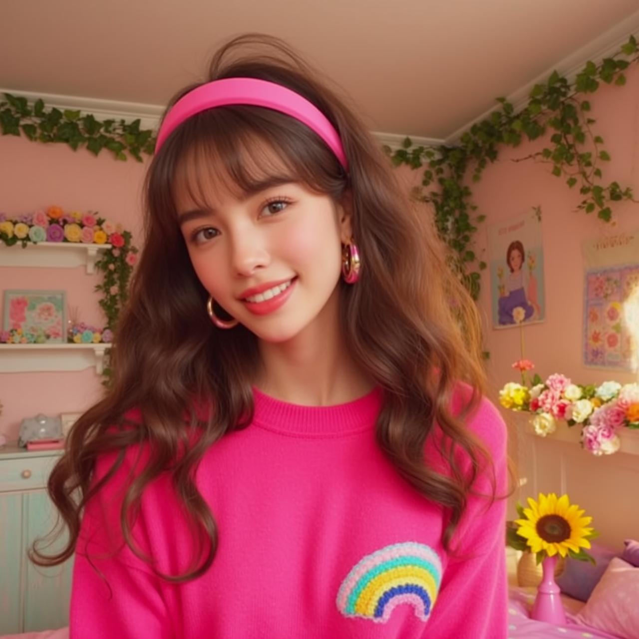 Pink Rainbow Sweater Headband
