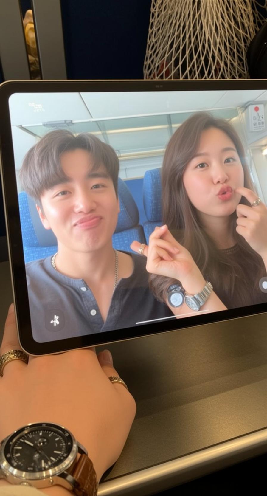 Airplane Couple Seated Close Together