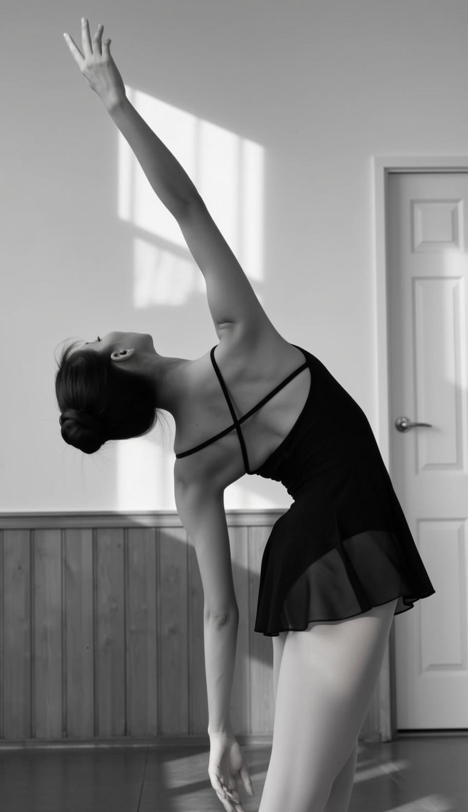 Balletcore Young Dark Hair Bun Pale Skin