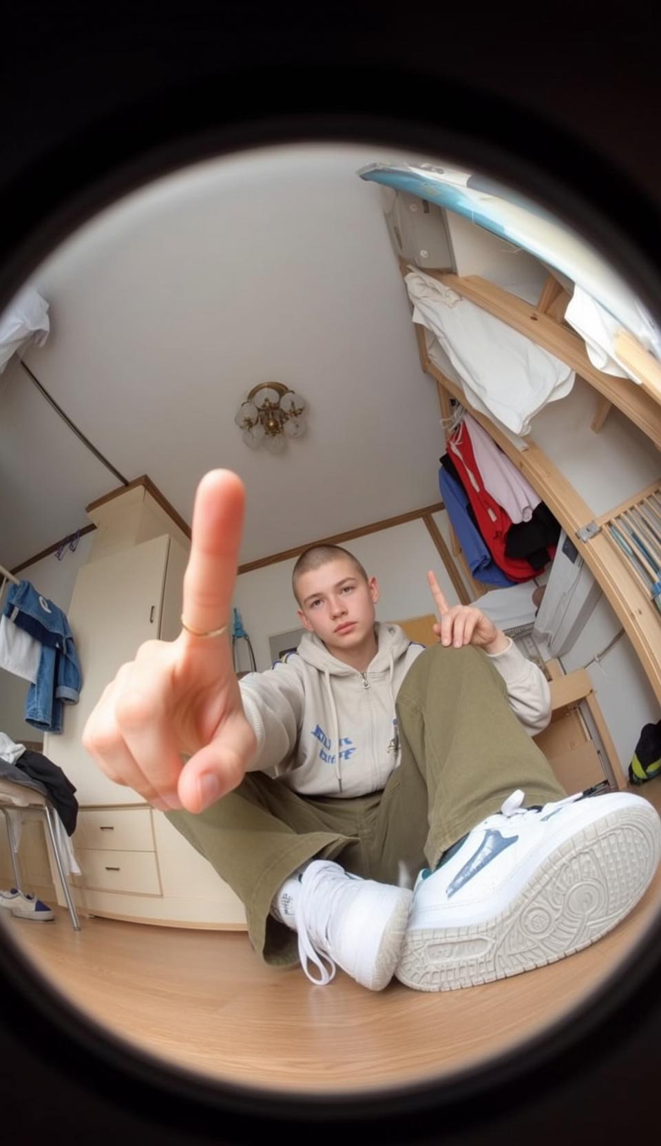 Fisheye Young Buzz Cut Pale Beige Zip-up