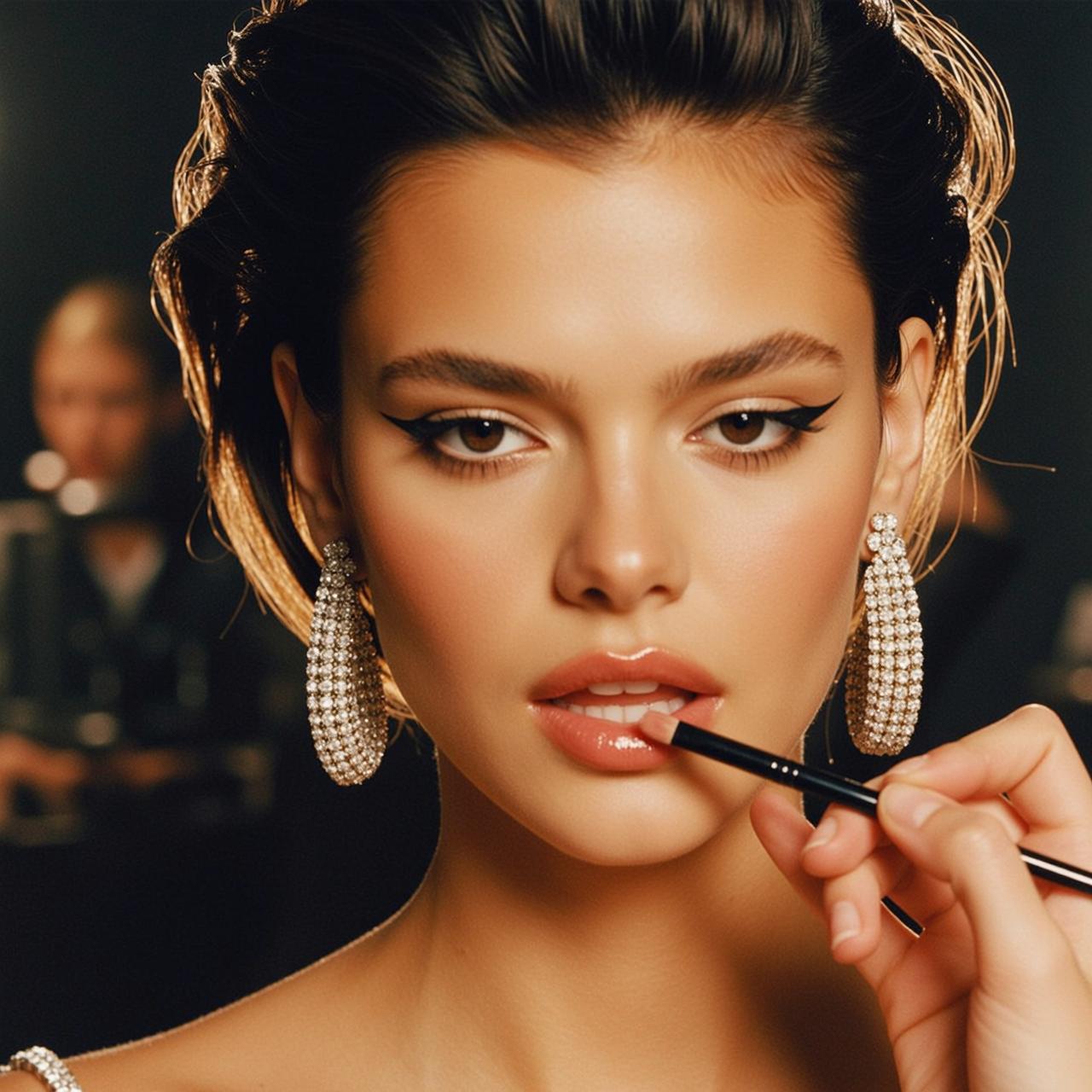 Makeup Artist Hand Holding Fine-tipped Brush Delicately