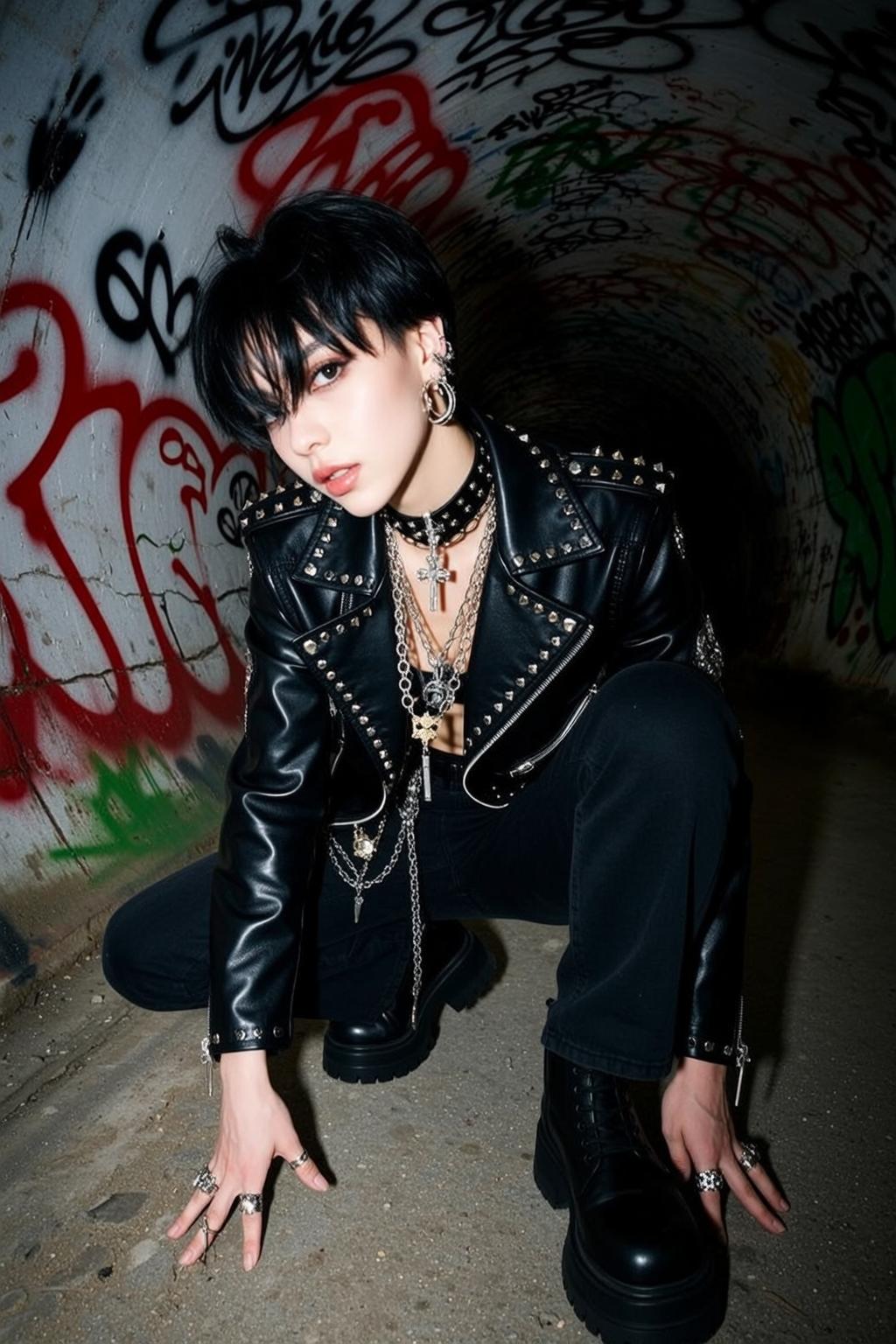 Fisheye Young Short Black Hair Pale Skin