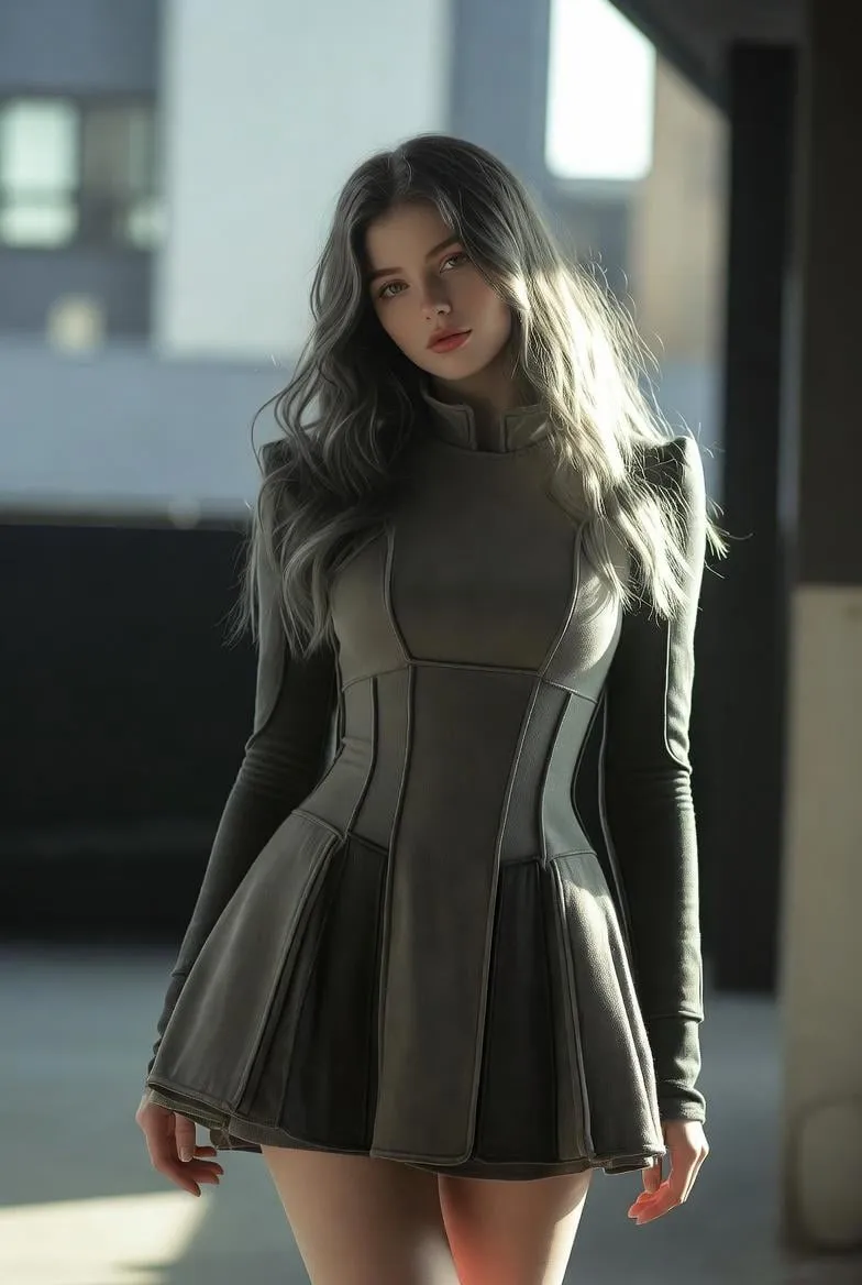 Minimalist Architecture Olive Grey Dress Paneling
