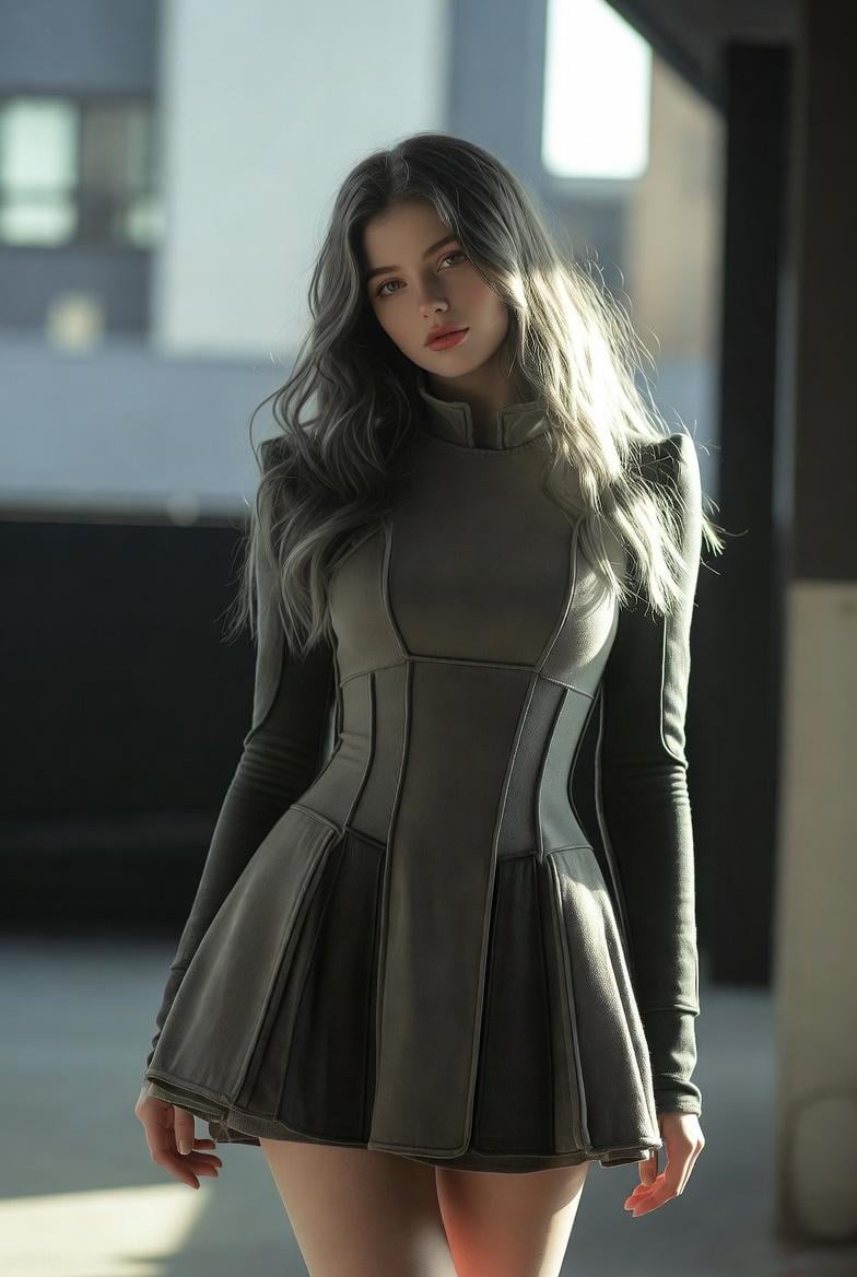 Minimalist Architecture Olive Grey Dress Paneling