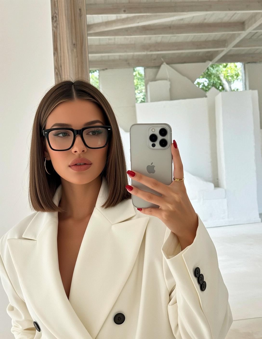Cream Blazer Spa Selfie