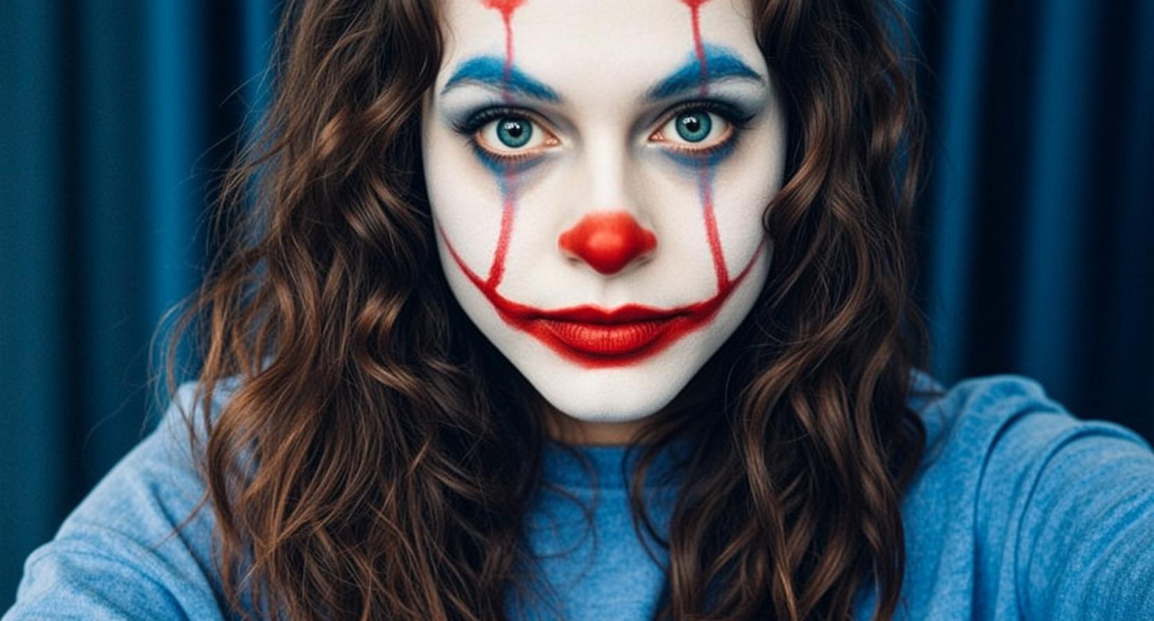 Halloween Makeup Young Long Wavy Brown Pale