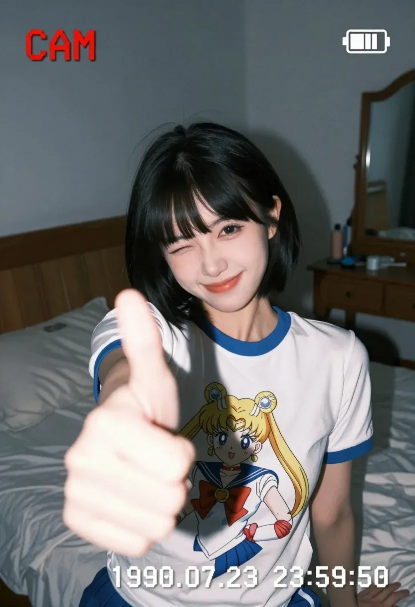 Young Woman With Black Bob Haircut Smiles Playfully The Camera