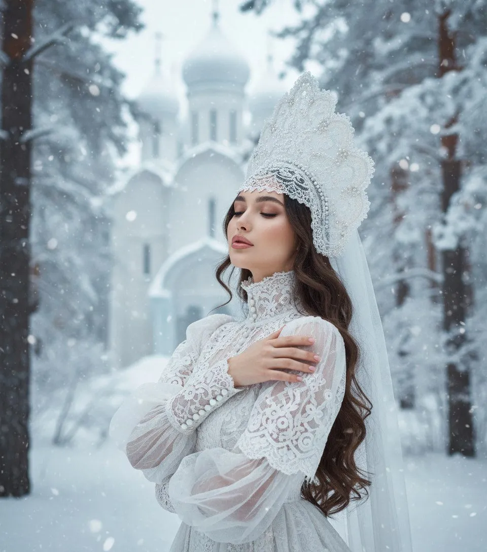 Red Lace Snow Forest
