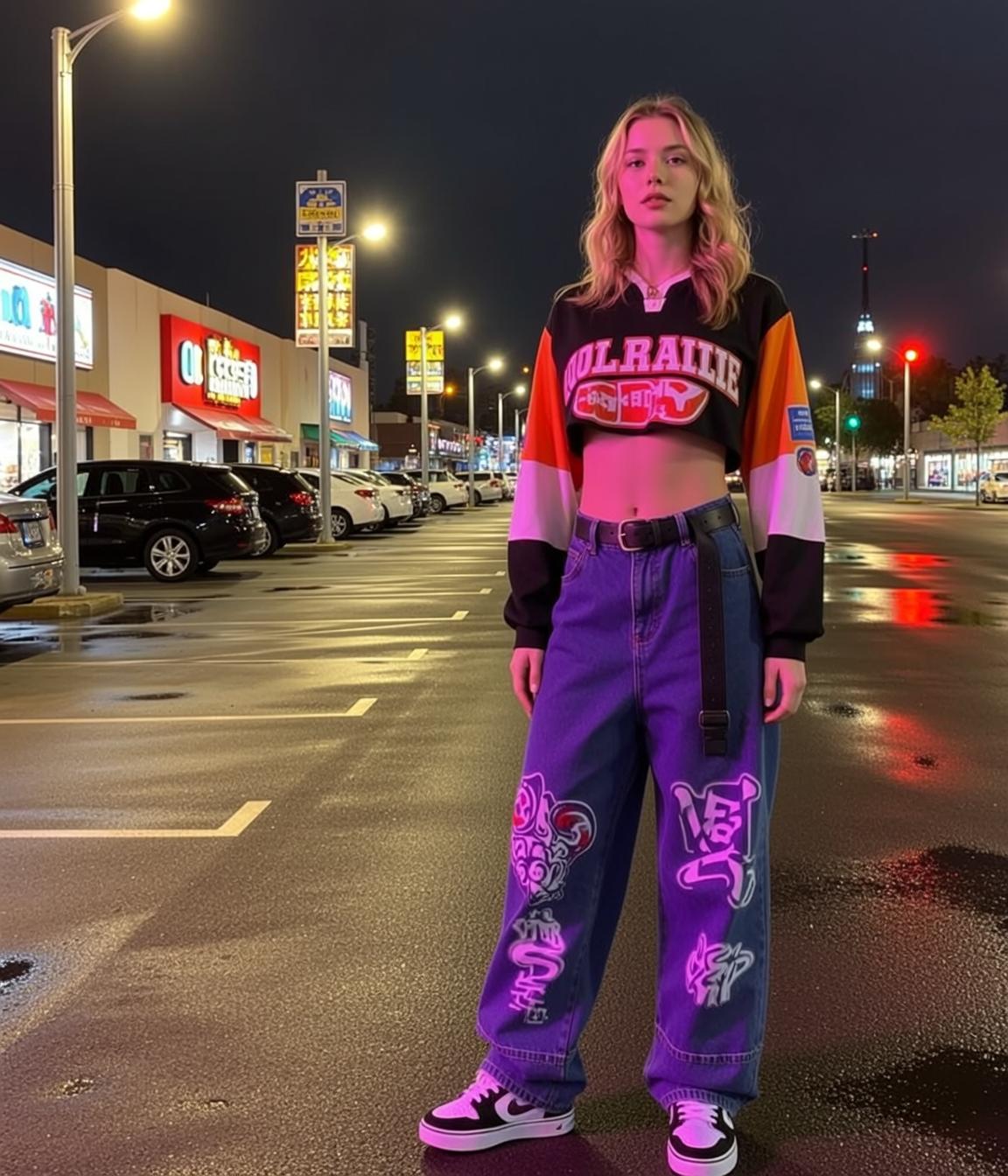 Skater Young Blonde Wavy Fair Cropped Long-sleeved