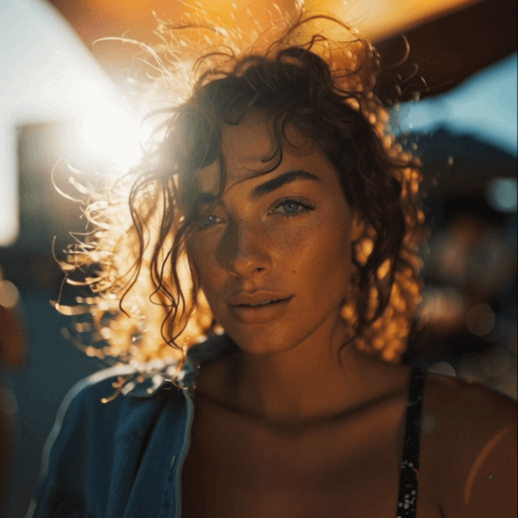 Golden Hour Portrait Warm Backlighting Denim Jacket