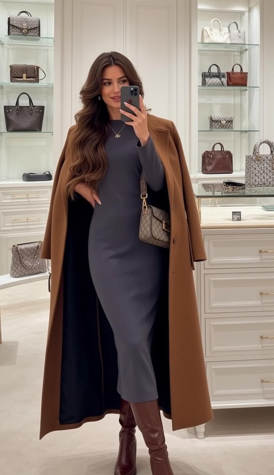 Luxury Long Wavy Dark Brown Fair Long-sleeved