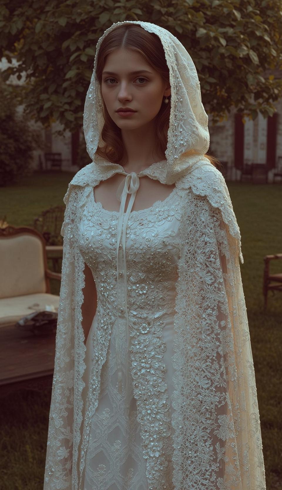 White Wedding Dress and White Wedding Dress on Garden