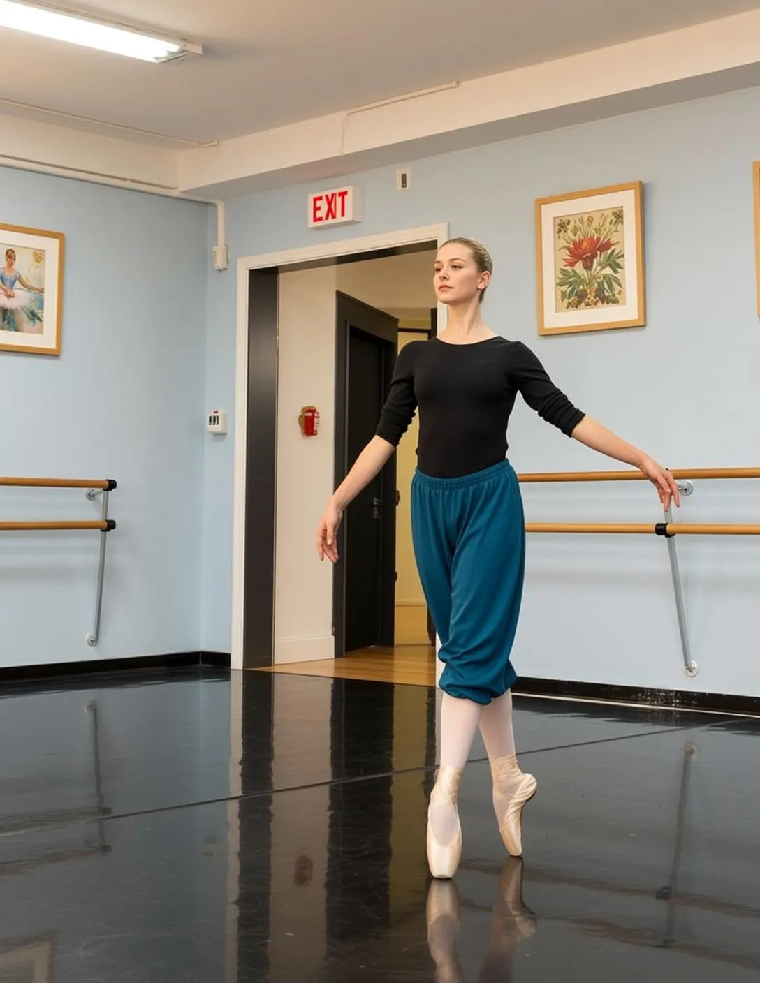 Teal Ballet Pants Studio