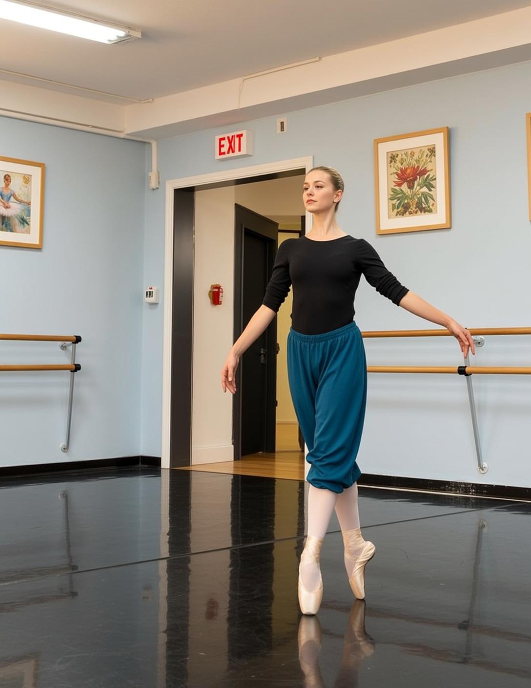 Teal Ballet Pants Studio