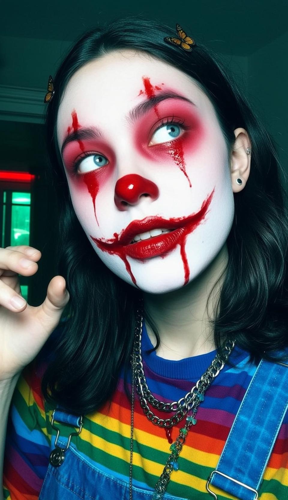 Striped Shirt Clown Neon Scene