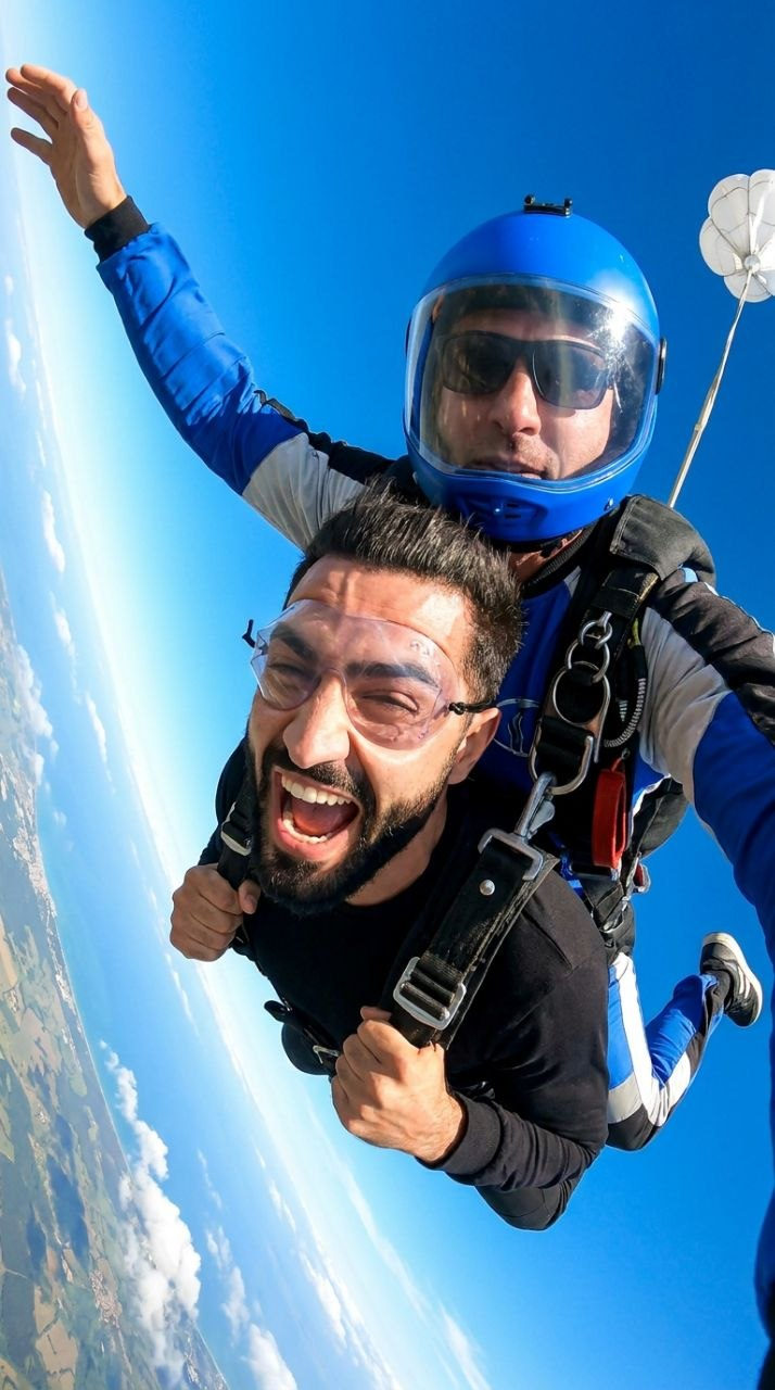 Tandem Parachute Jump Selfie Extreme Close Up