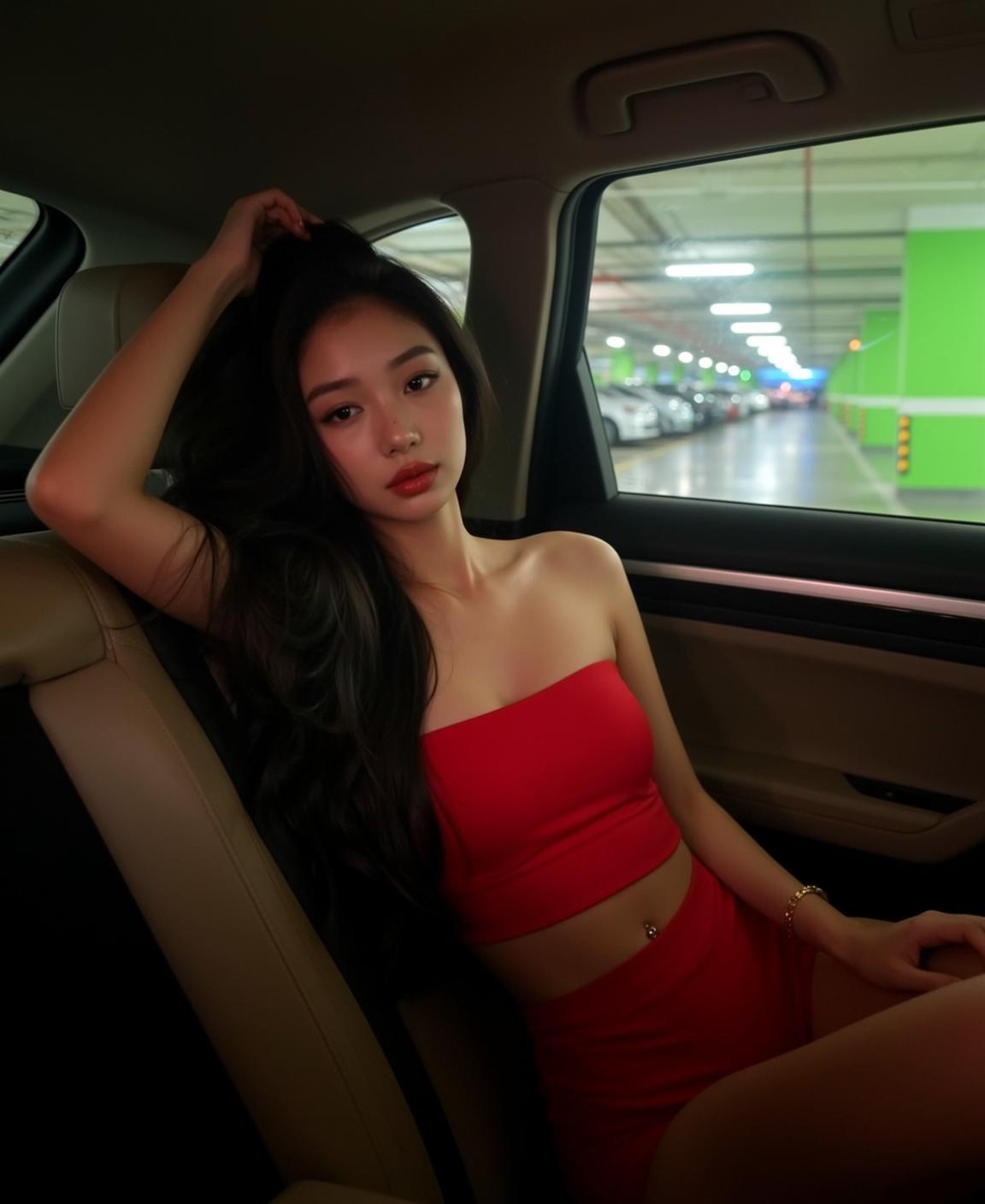 Explore Seated Back Car Leaning Her Head