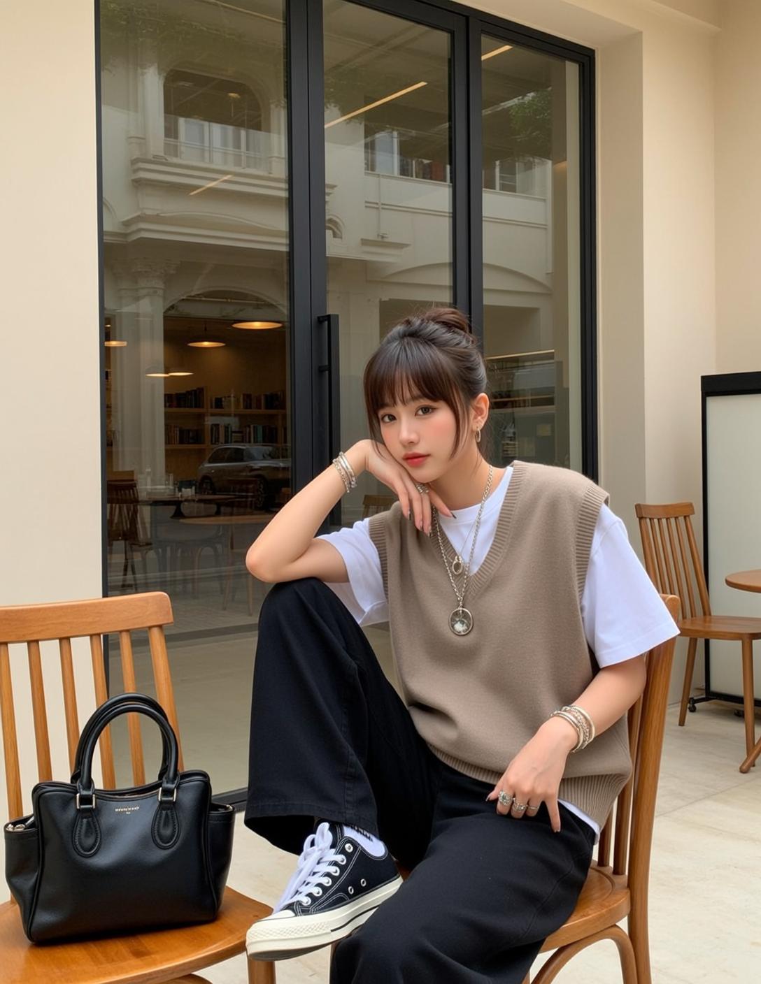 Casual Young East Asian Dark Brown Styled