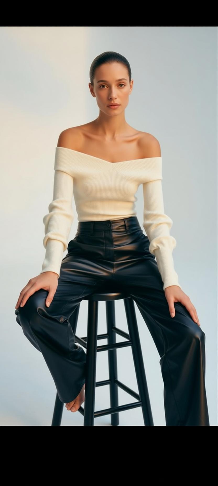 Creative Young Pulled Back Bun Fair Off-the-shoulder