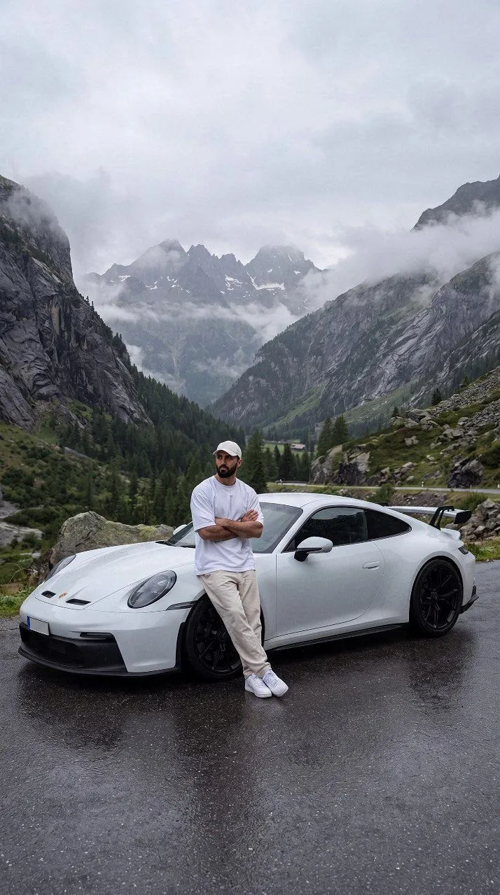 White Loose Fitting T Shirt In Front Sports Coupe