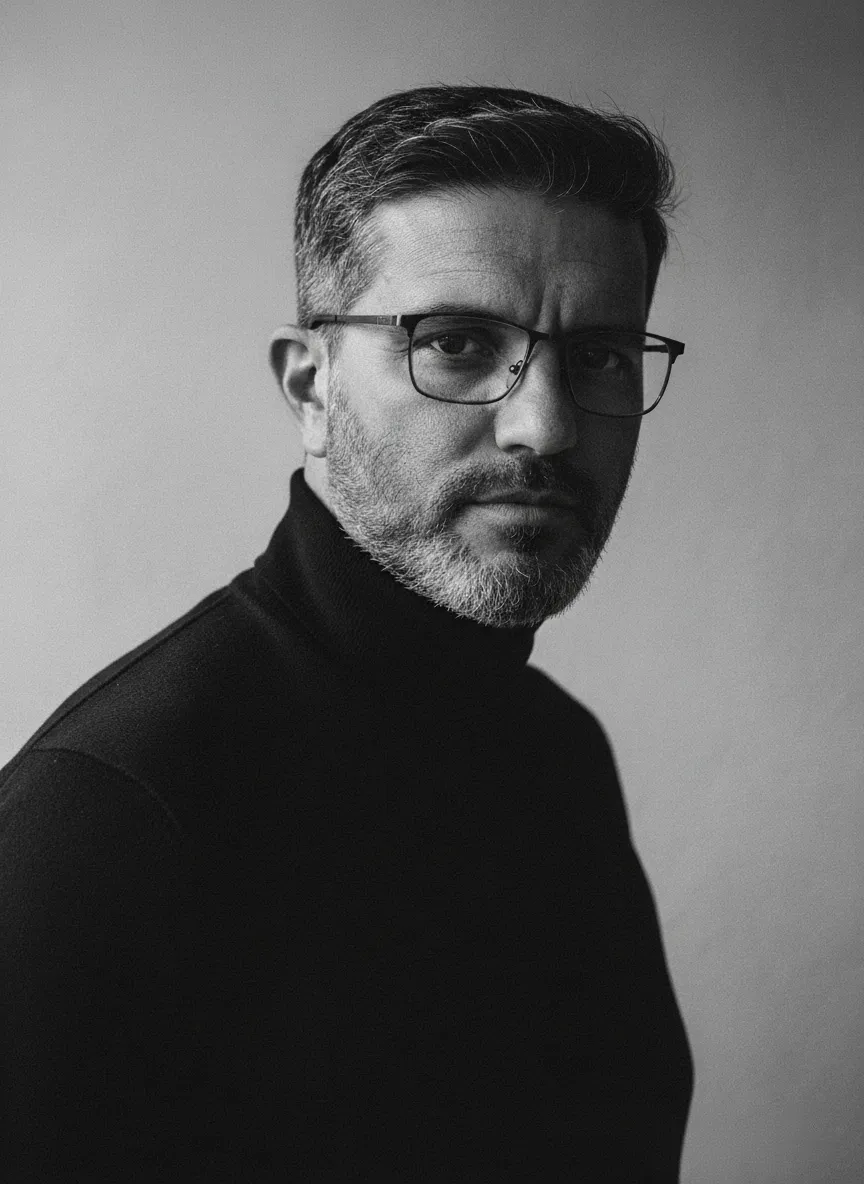Intense Man Black And White Portrait