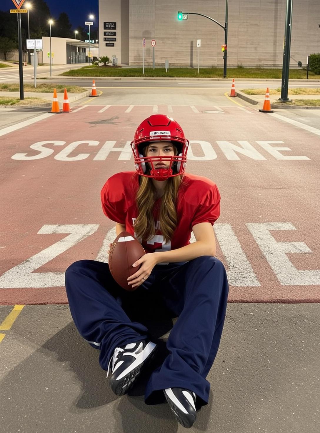 Street School Zone Young Woman Football Jersey