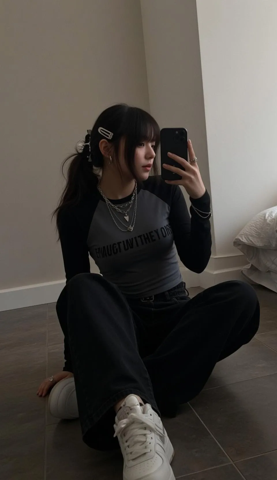 Earrings Necklace Bracelets And Rings In Selfie Portrait