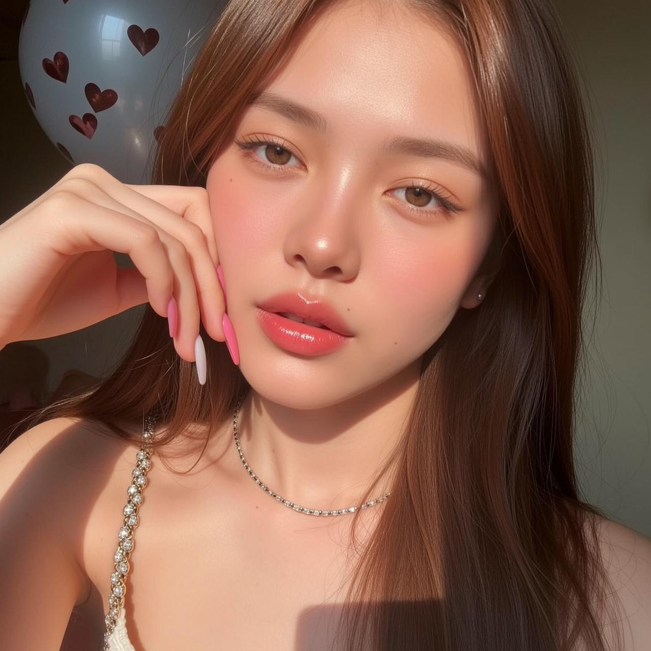 Explore Close-up Head-and-shoulders Captures Young Her Head