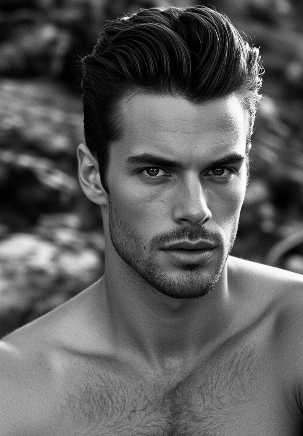 Handsome Dark Styled Voluminous Fair Stubble Looking