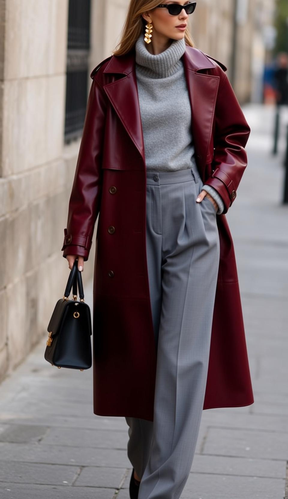 Autumn Blonde Fair Grey Turtleneck Sweater Tailored
