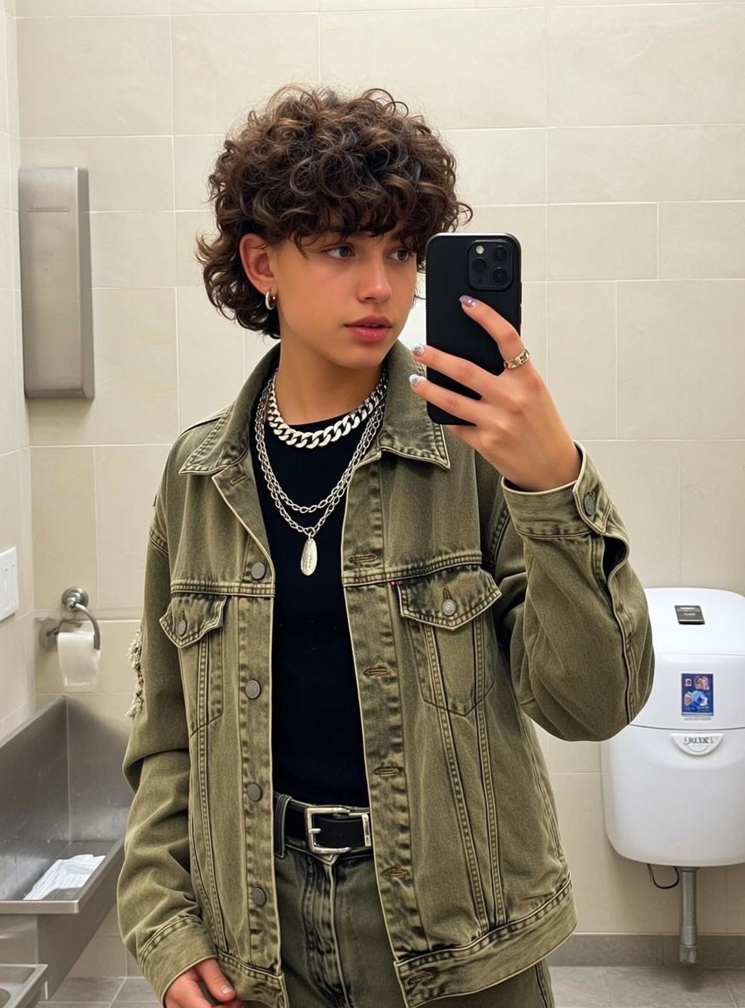 Explore Standing Bathroom Holding Black Smartphone Their
