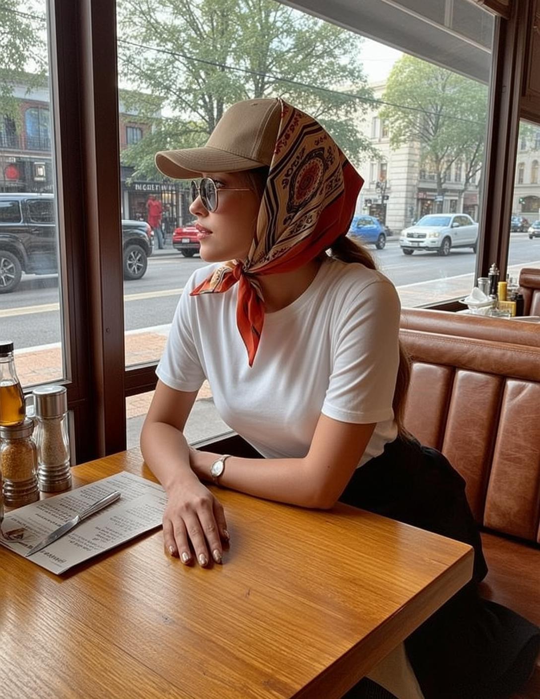Diner Booth Window Thoughtful Pause