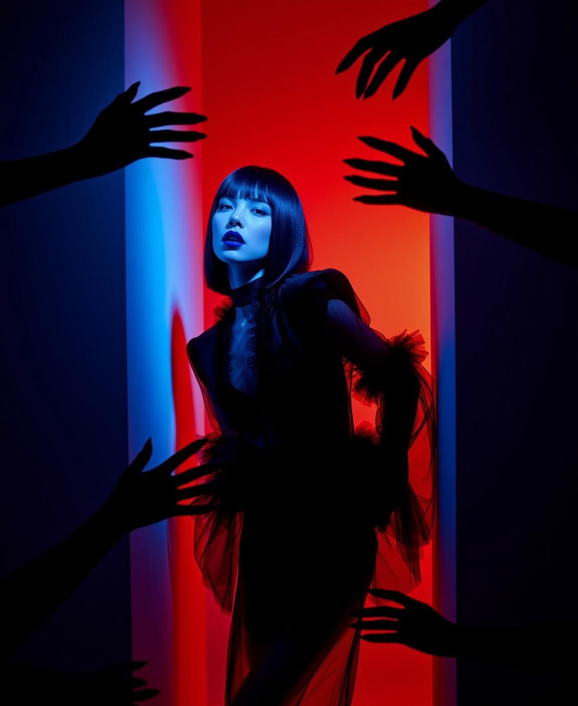 Sheer Black Dress Shadow Hands