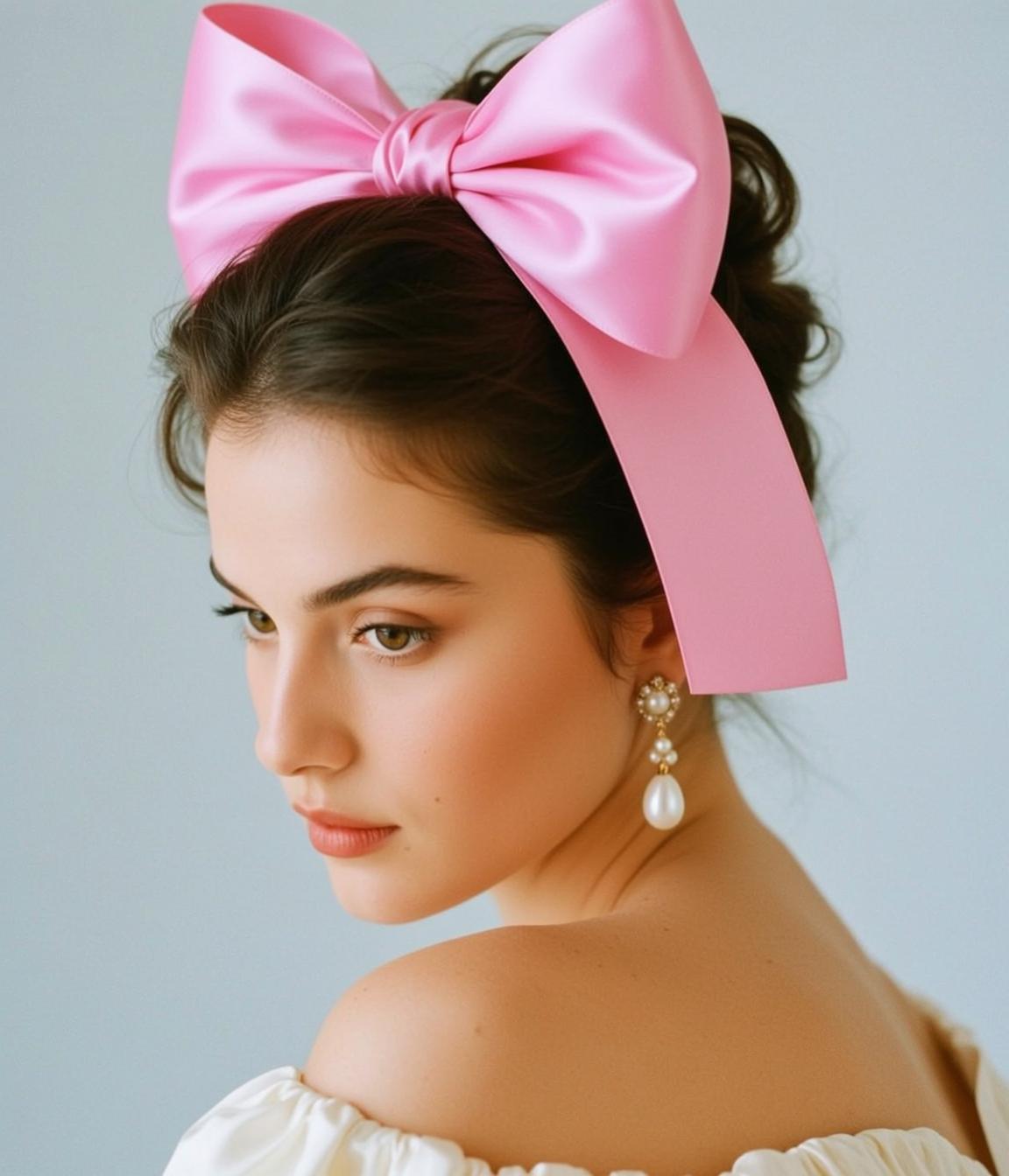 Pink Bow Blue Backdrop