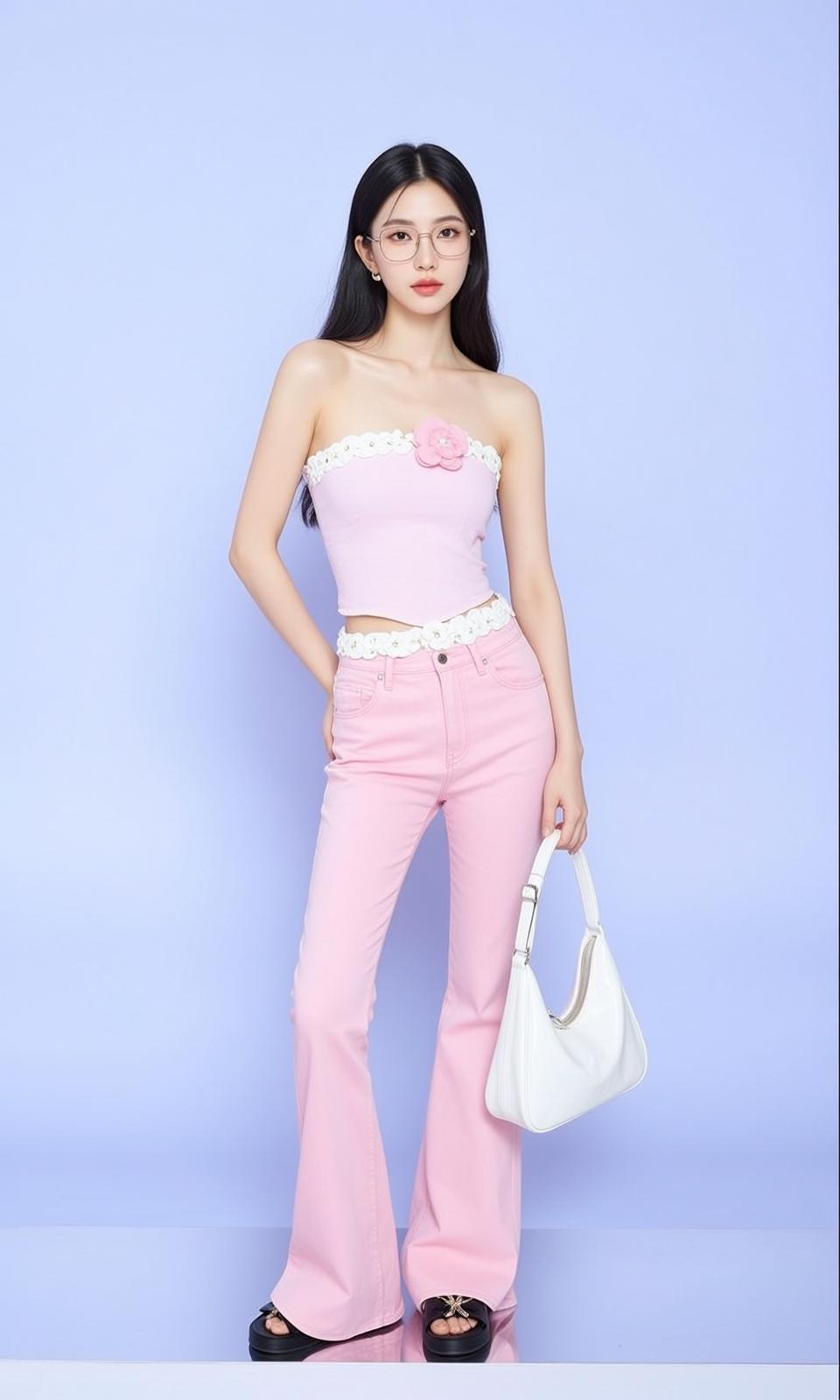 Pink Tube Top Studio Look