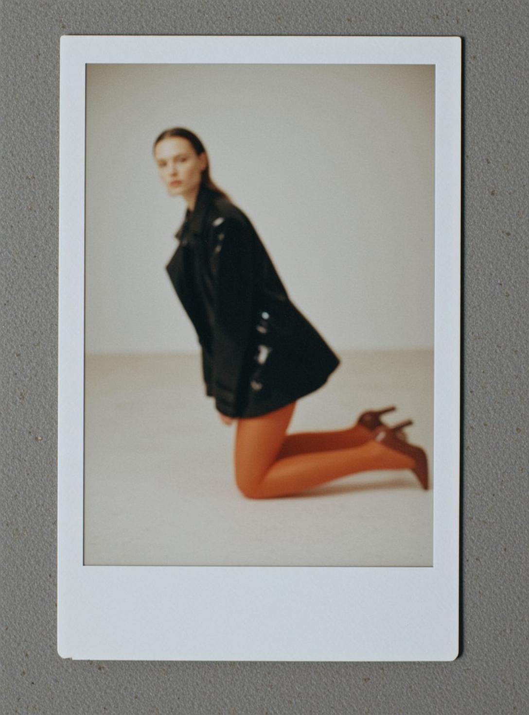Blazer Kneeling Studio Pose
