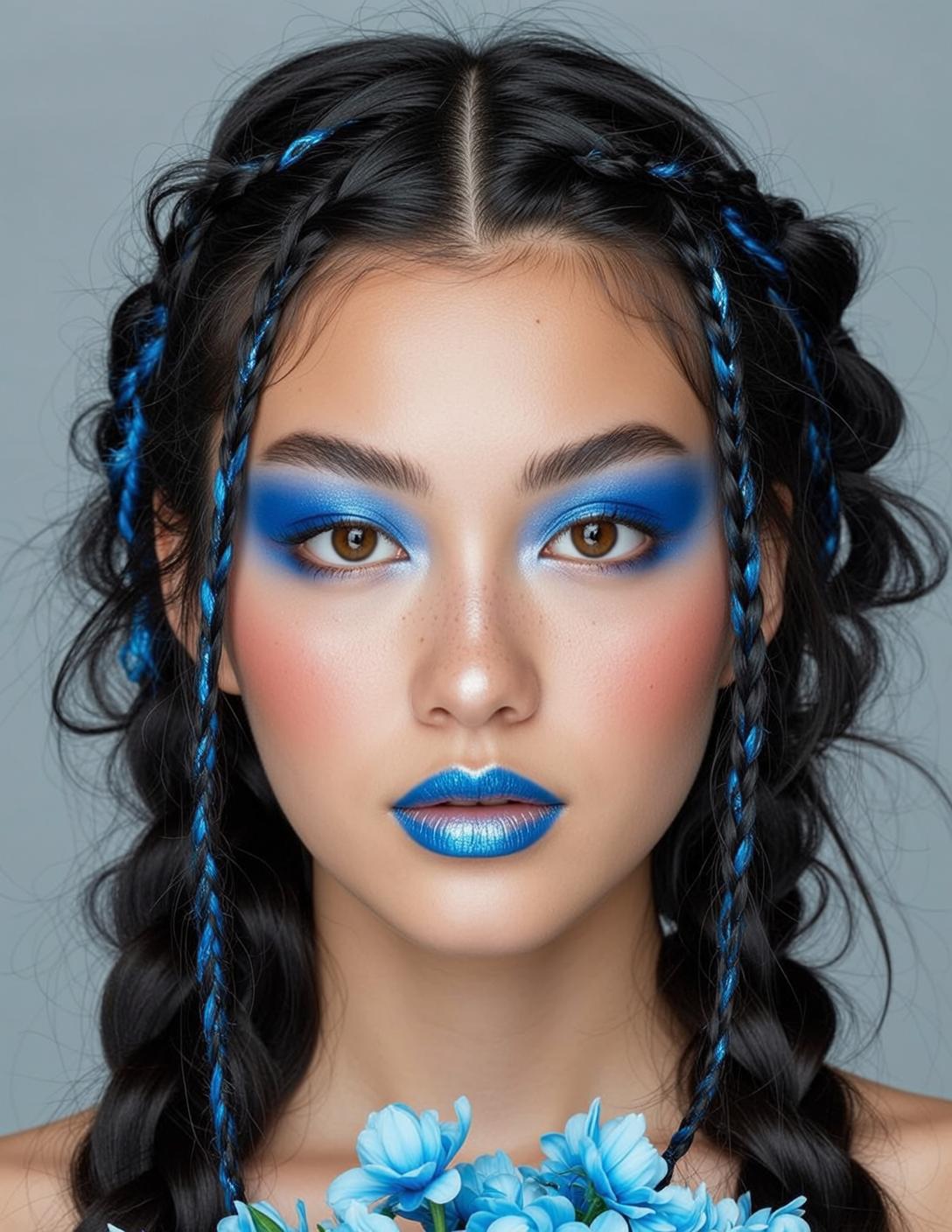 Blue Flower Beauty Studio Portrait