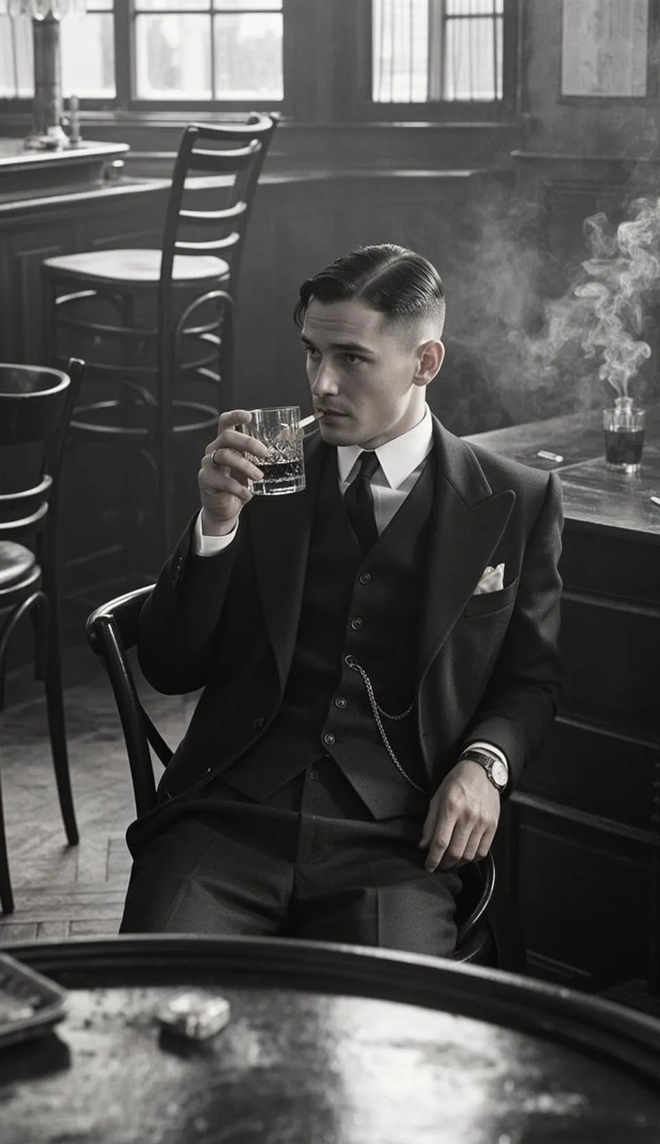 Rings And Watch In Dim Bar Portrait