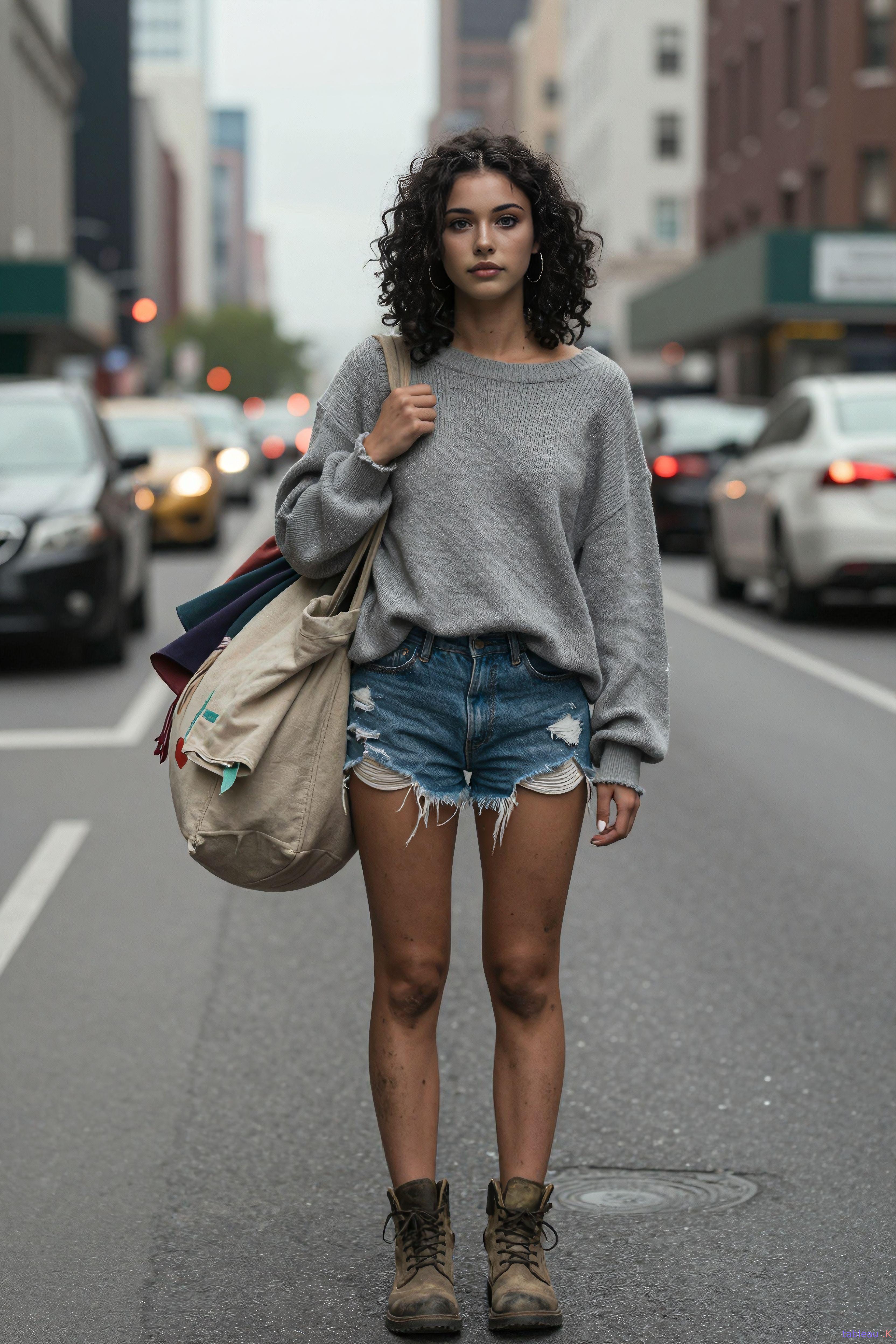 New York City Street With Fabric Tote Bag
