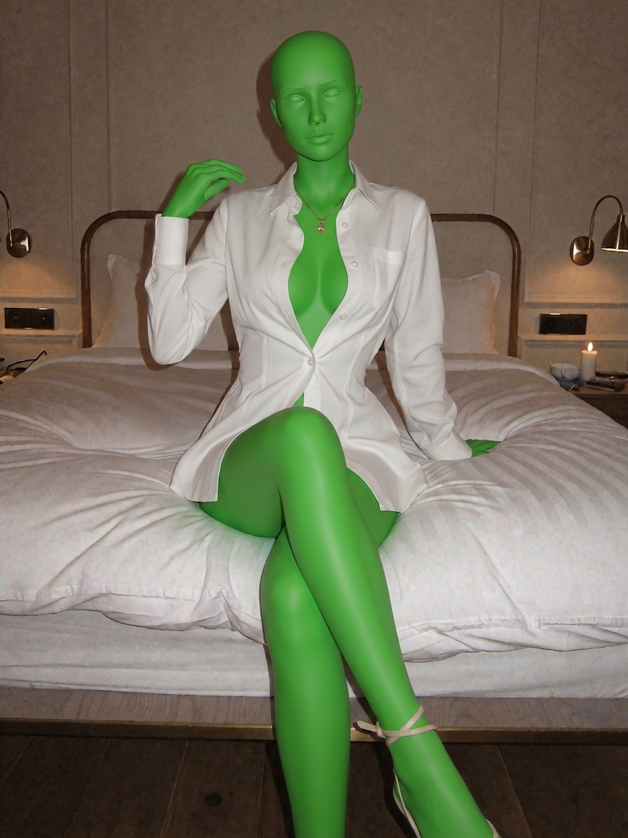 Template for White Shirt On Bed Warm Lighting