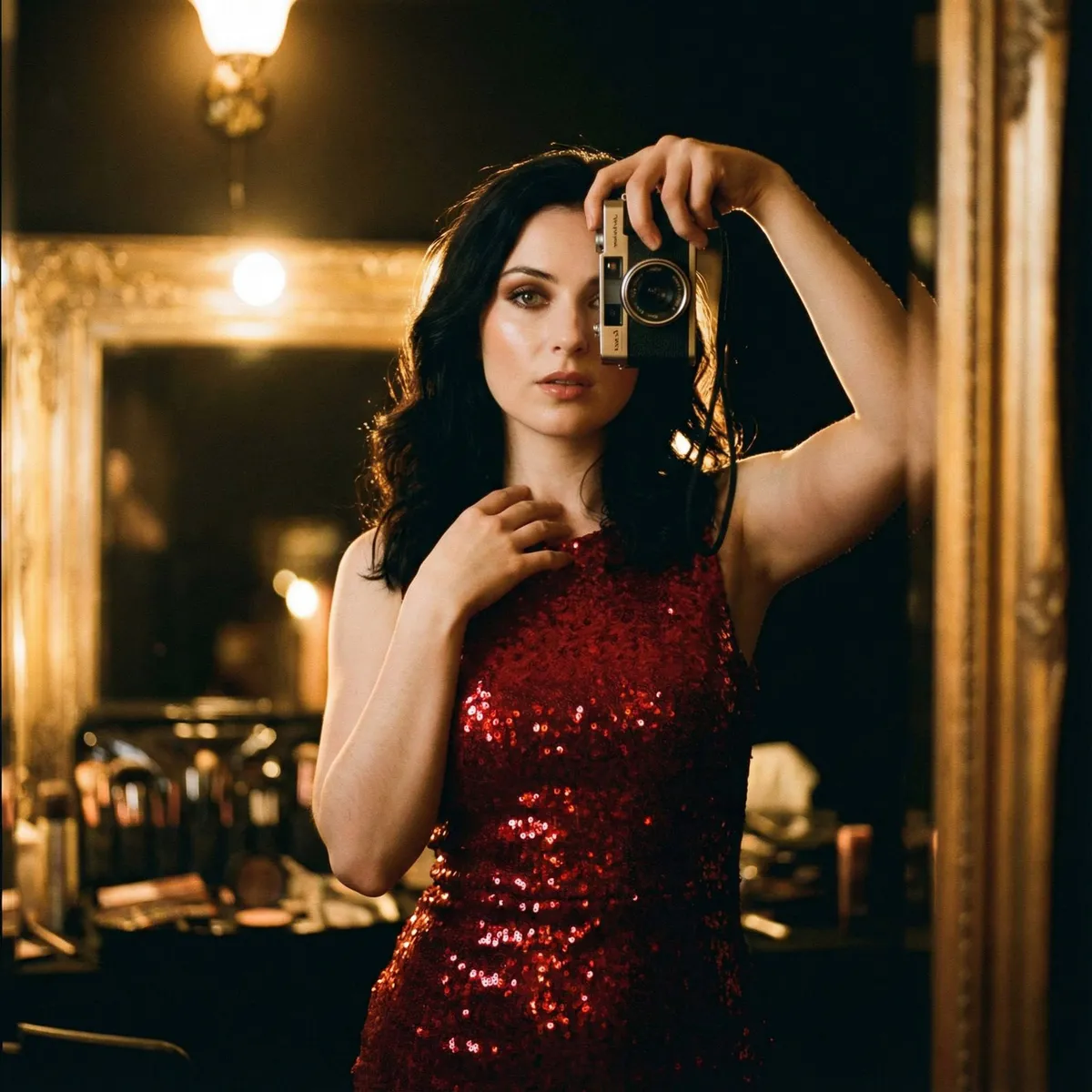 Vintage Mirror Camera Portrait