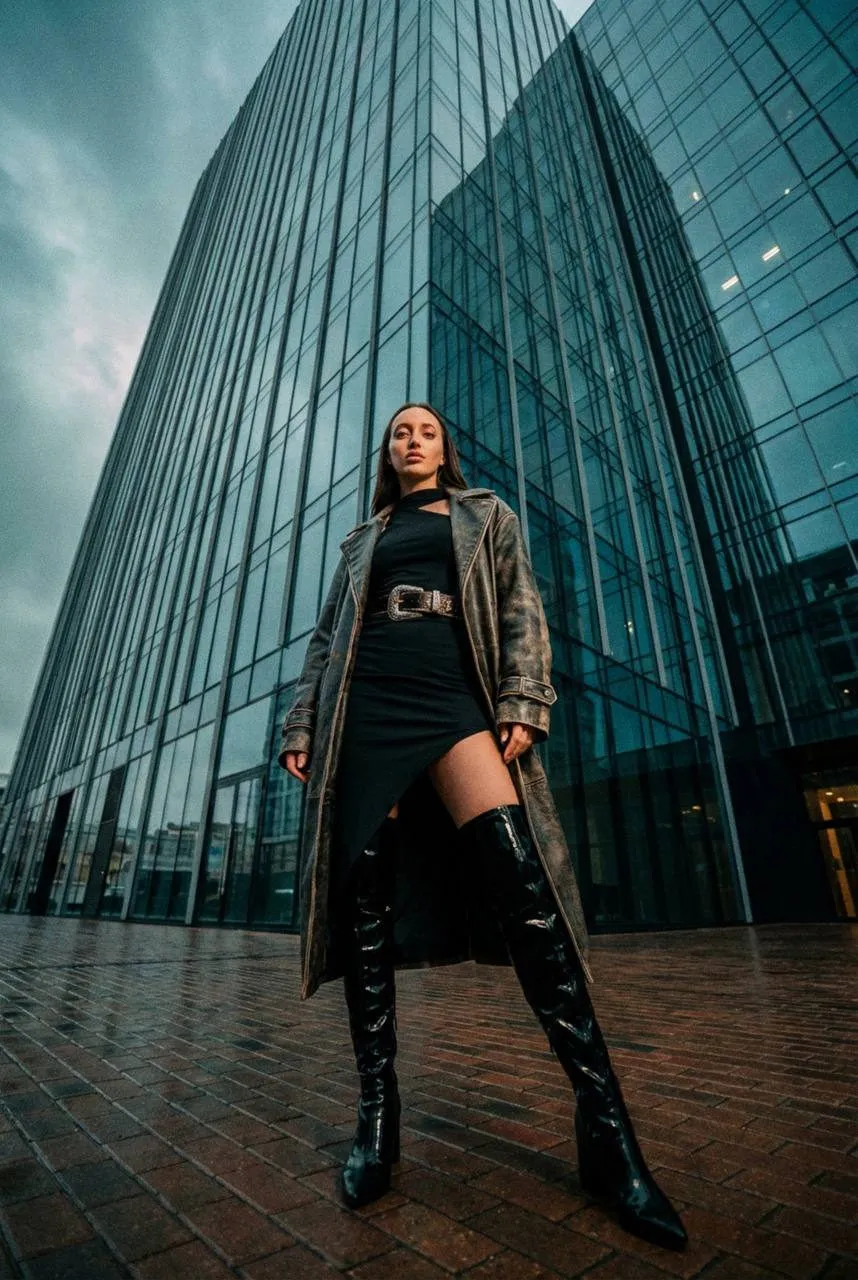 Urban Fashion Portrait Low Angle