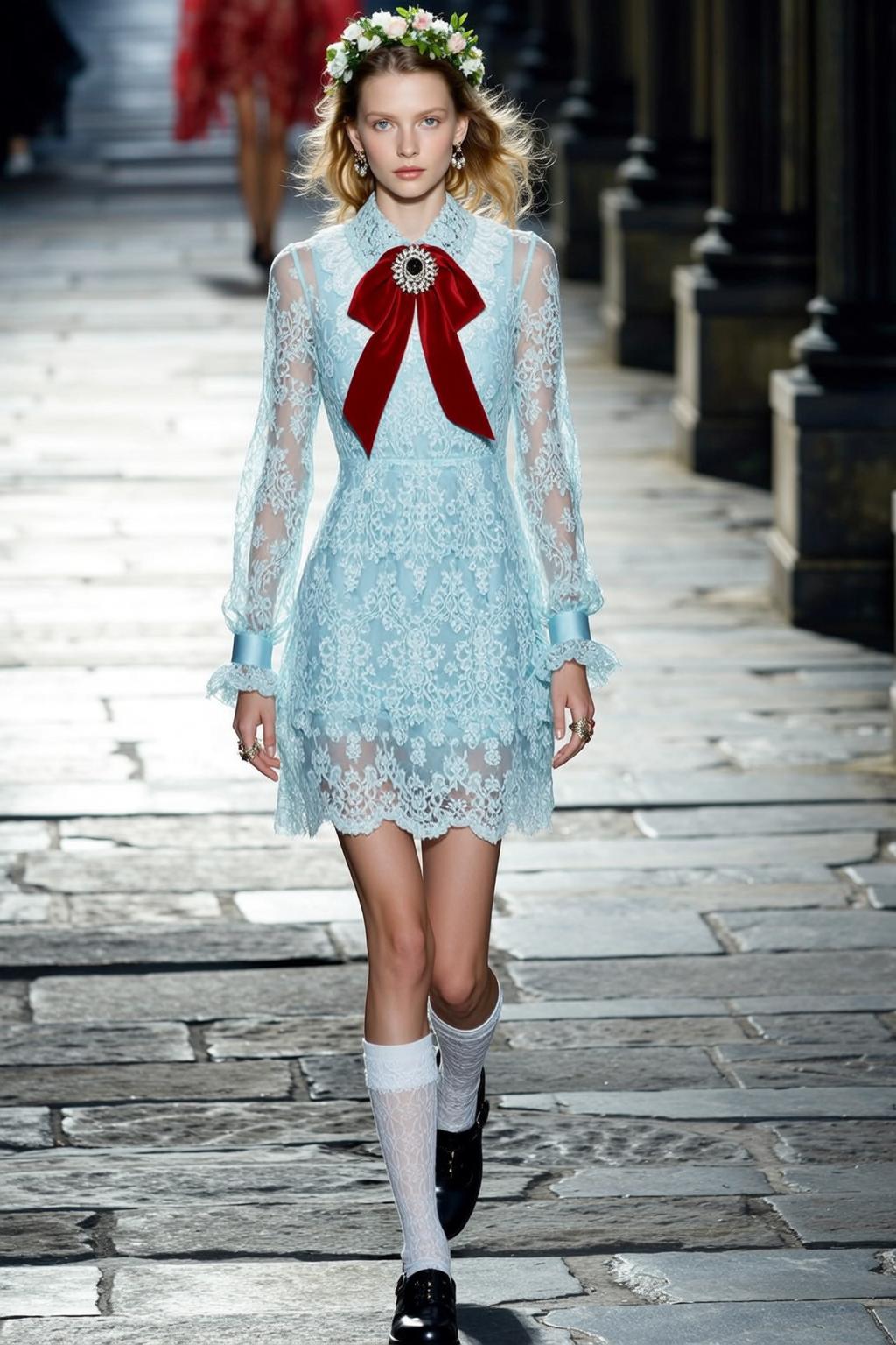 Blue Lace Runway Dress