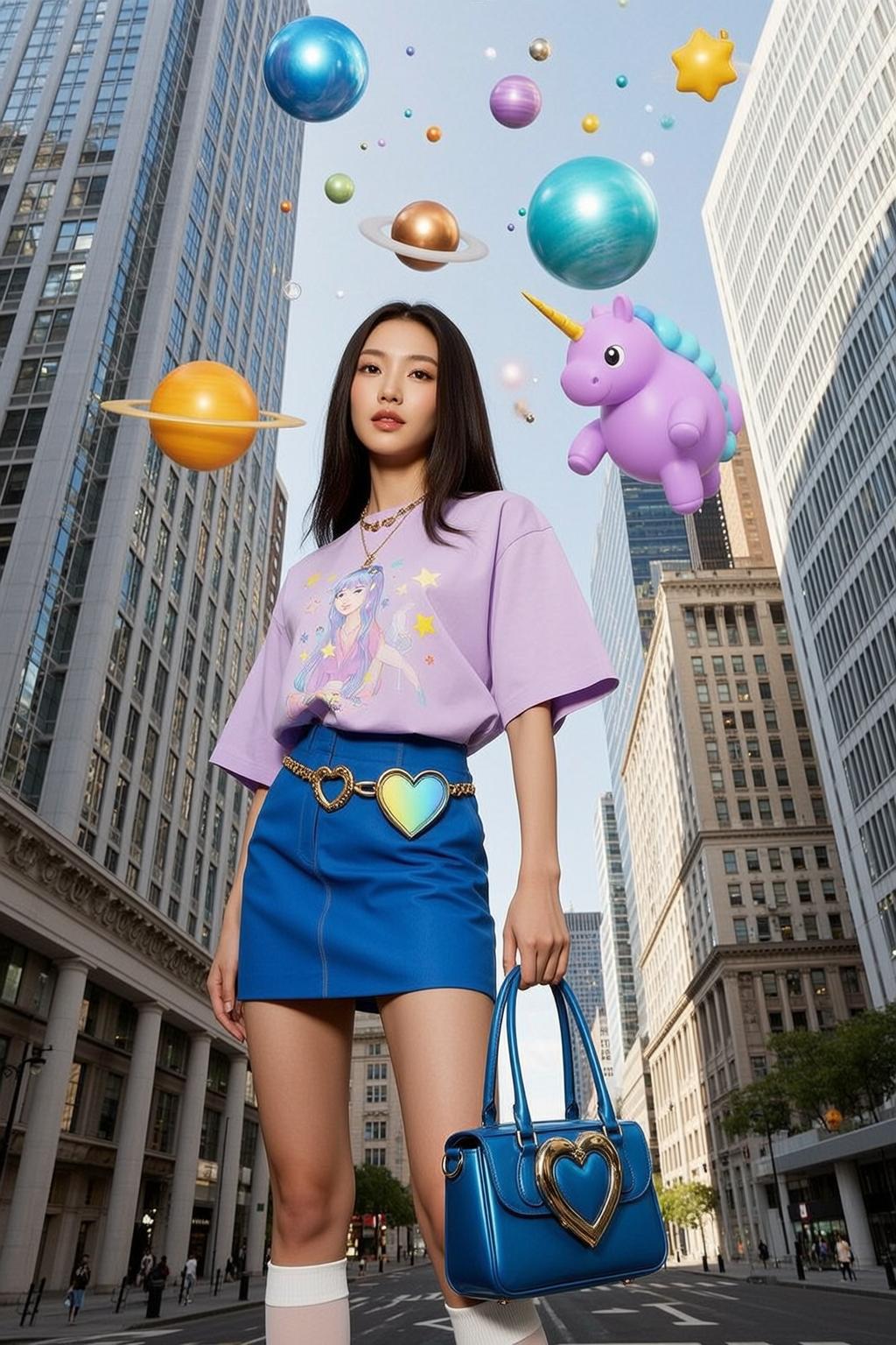 Lavender T-shirt Standing Facing