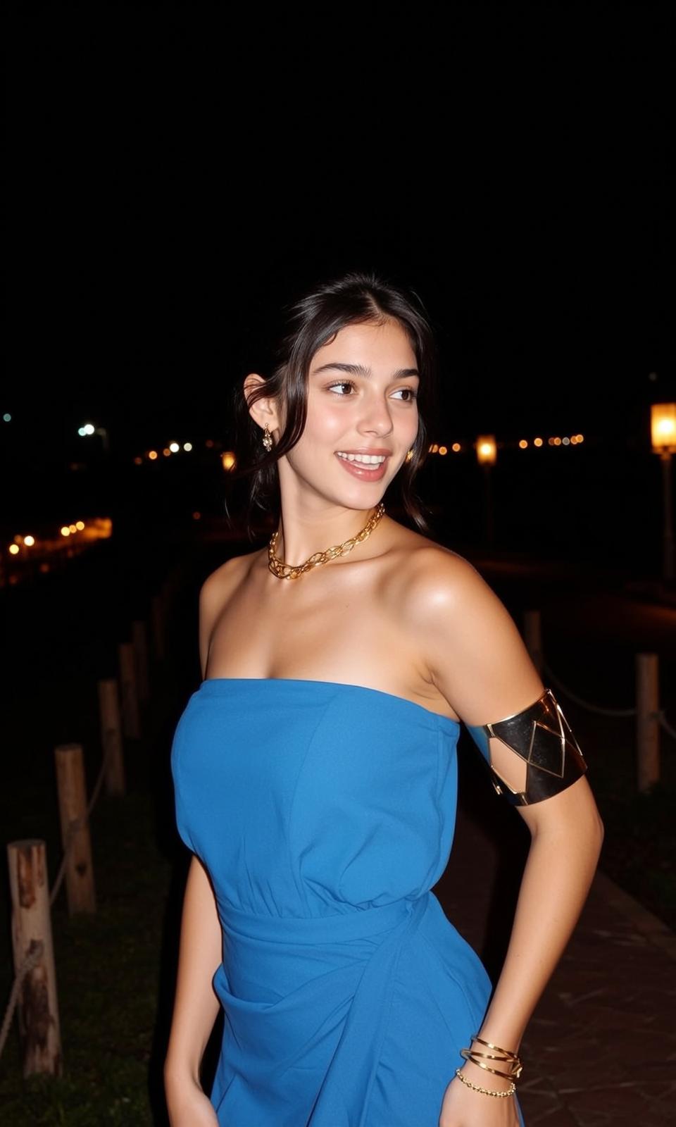 Explore Young Stands Outdoors Night Her Body