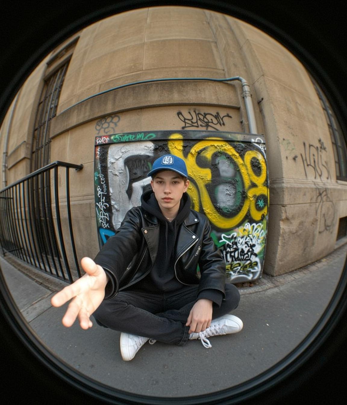 Leather Jacket Alley Fisheye